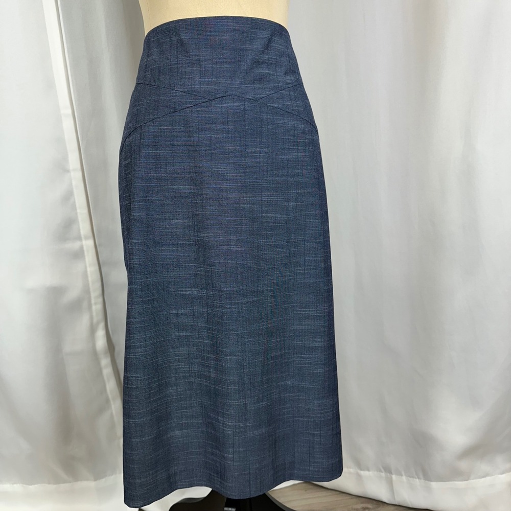 7th Avenue Suiting New York and Co Collection Blue Pencil Midi Skirt Size 12